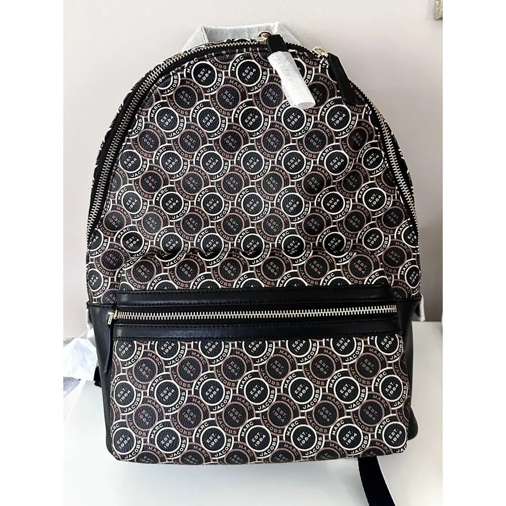 Marc Jacobs Signet Mini Black Logo Leather Backpack Shoulder Bag NWT $350